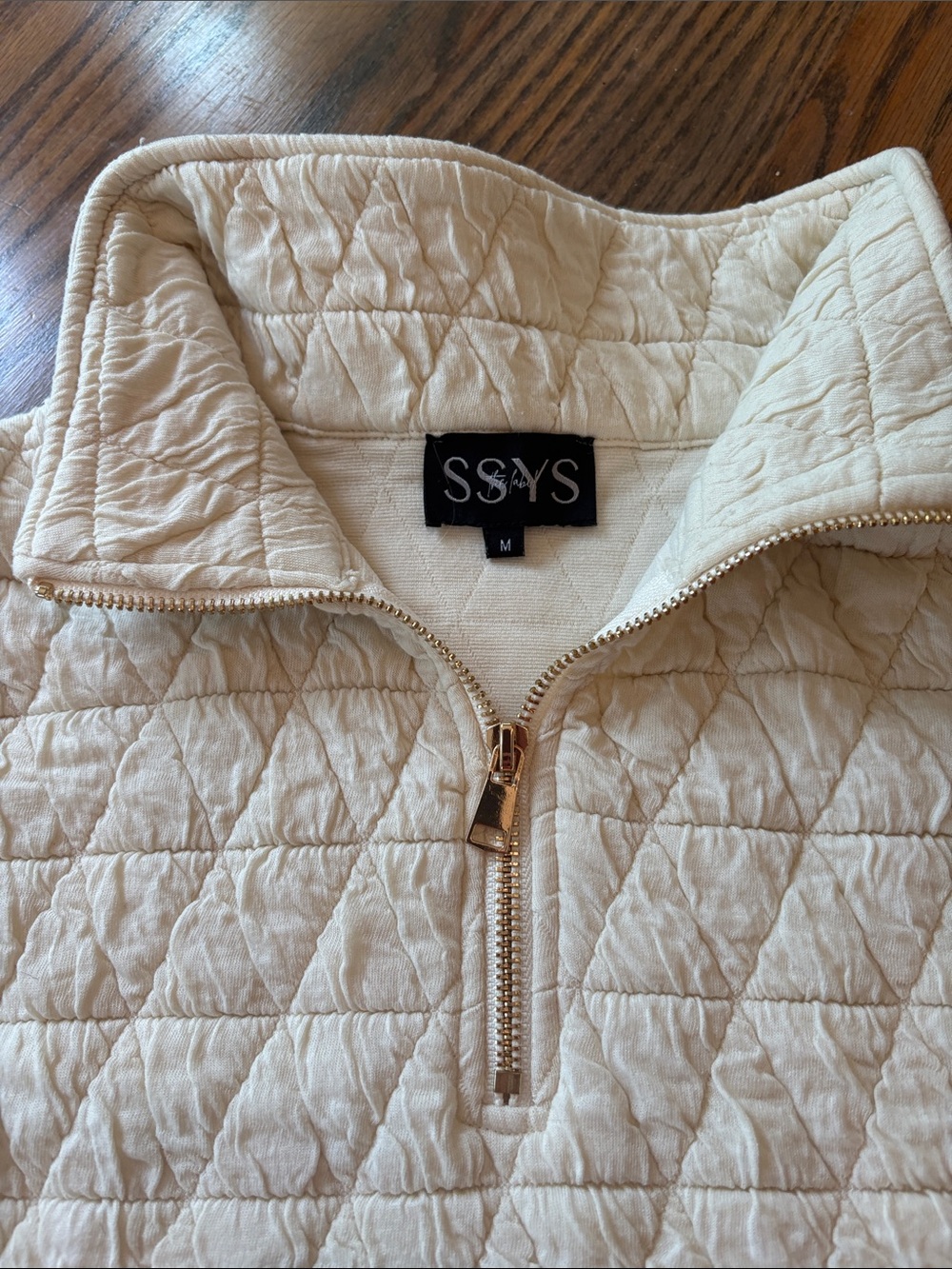 Sleeveless Quilted Mock-Neck Tunic in Cream - Picture 2 of 4